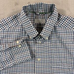 ETON Contemporary Fit Shirt Men XL 43 17 Multi Gingham Check Long Sleeve Preppy